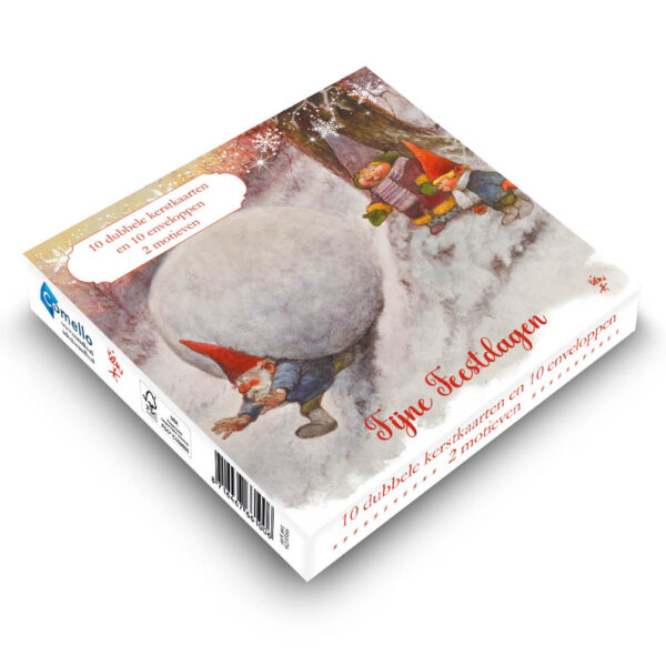 Rien Poortvliet kabouter kerstkaartenmapje / Kabouter echtpaar - Sneeuwbal - Afbeelding 2