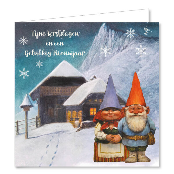 Rien Poortvliet kabouter kerstkaartenmapje / Kabouter echtpaar - Sneeuwbal - Afbeelding 4