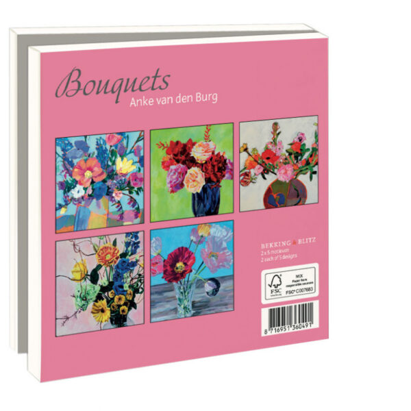 Kaartenmapje met env, vierkant: Bouquets, Anke van den Burg - Afbeelding 2