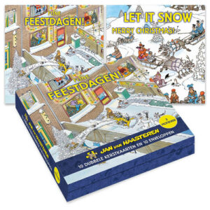 Jan van Haasteren kerstkaartenmapje / Sleeën - Sneeuw ruimen