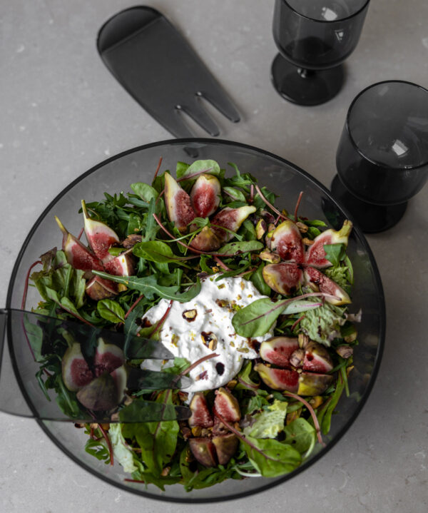 Jens Living Acryl Saladeschaal Met Bestek Smoke