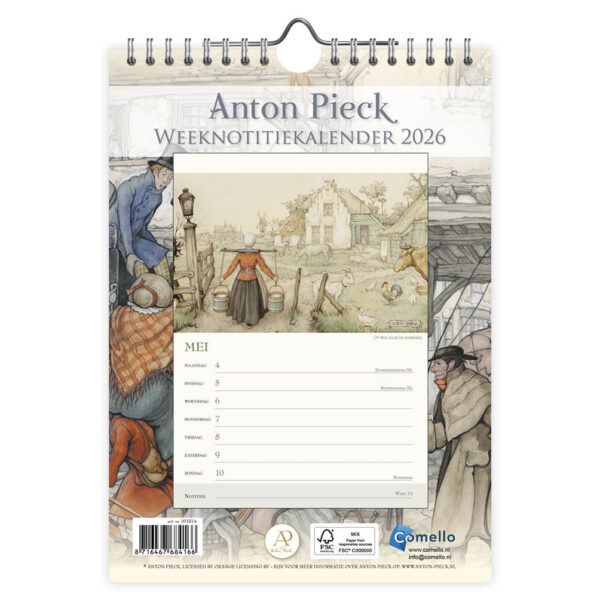 Anton Pieck WEEKnotitiekalender Postkoets 2026 - Afbeelding 3