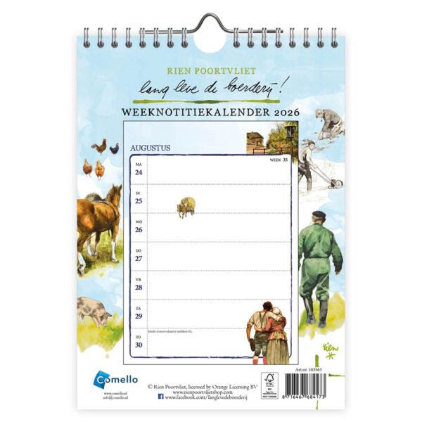 Rien Poortvliet LLDB WEEKnotitiekalender Paarden 2026 - Afbeelding 3