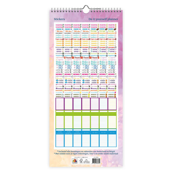 Familienotitiekalender Do It Yourself met stickers (t/m 5 pers) 2026 - Afbeelding 3