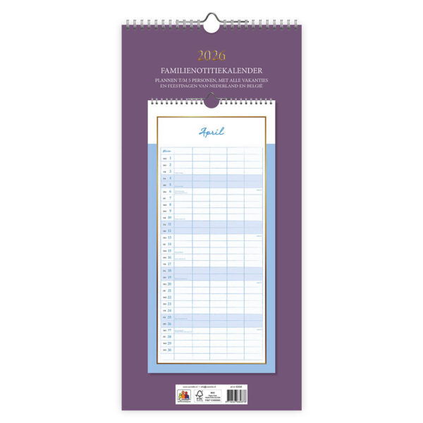 Familienotitiekalender Comello (t/m 5  personen) 2026 - Afbeelding 3
