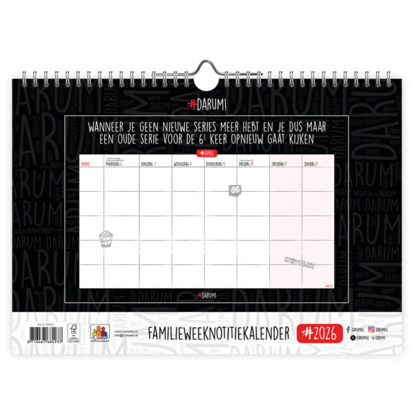 FamilieWEEKnotitiekalender Darum oblong 2026 - Afbeelding 3