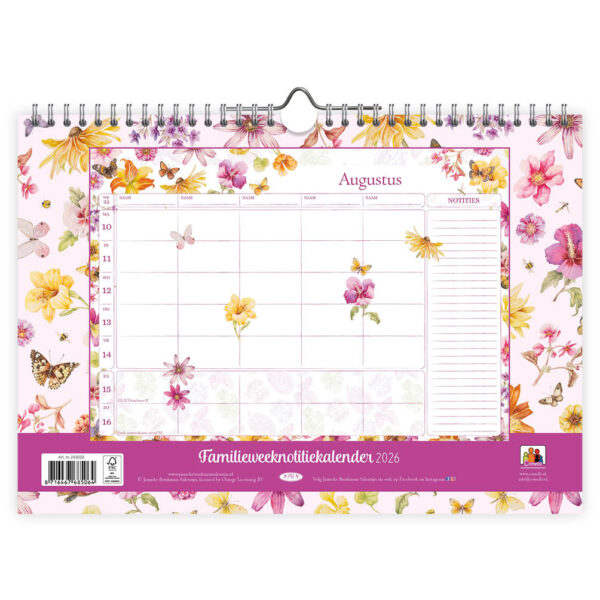 Janneke Brinkman FamilieWEEKnotitiekalender oblong Zomerbloemen 2026 - Afbeelding 3