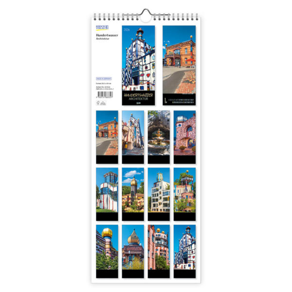 Hundertwasser Architektur Verticaal kalender 2026 - Afbeelding 3
