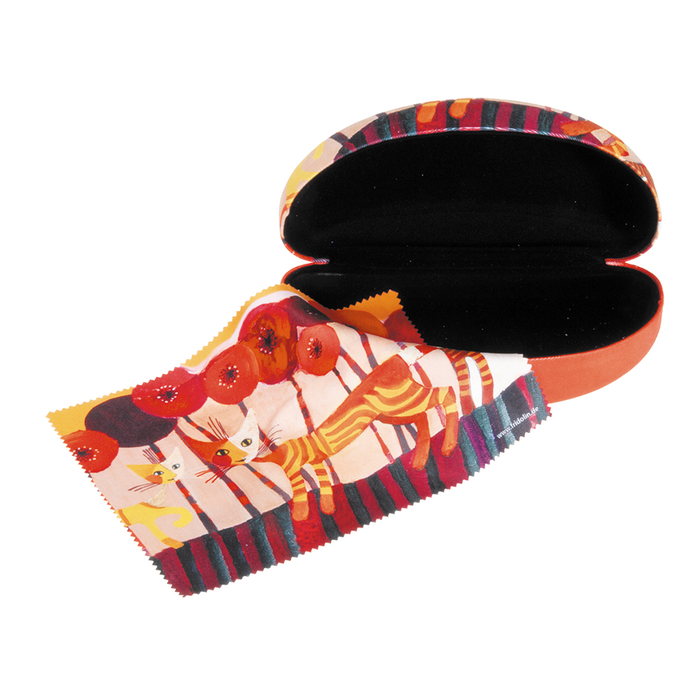 Fridolin hardcase King Size brillenkoker met doekje Wachtmeister Cats, Red Flowers