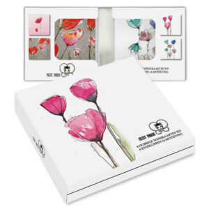 Kaartenmapje Petit Paris -Roze bloemen