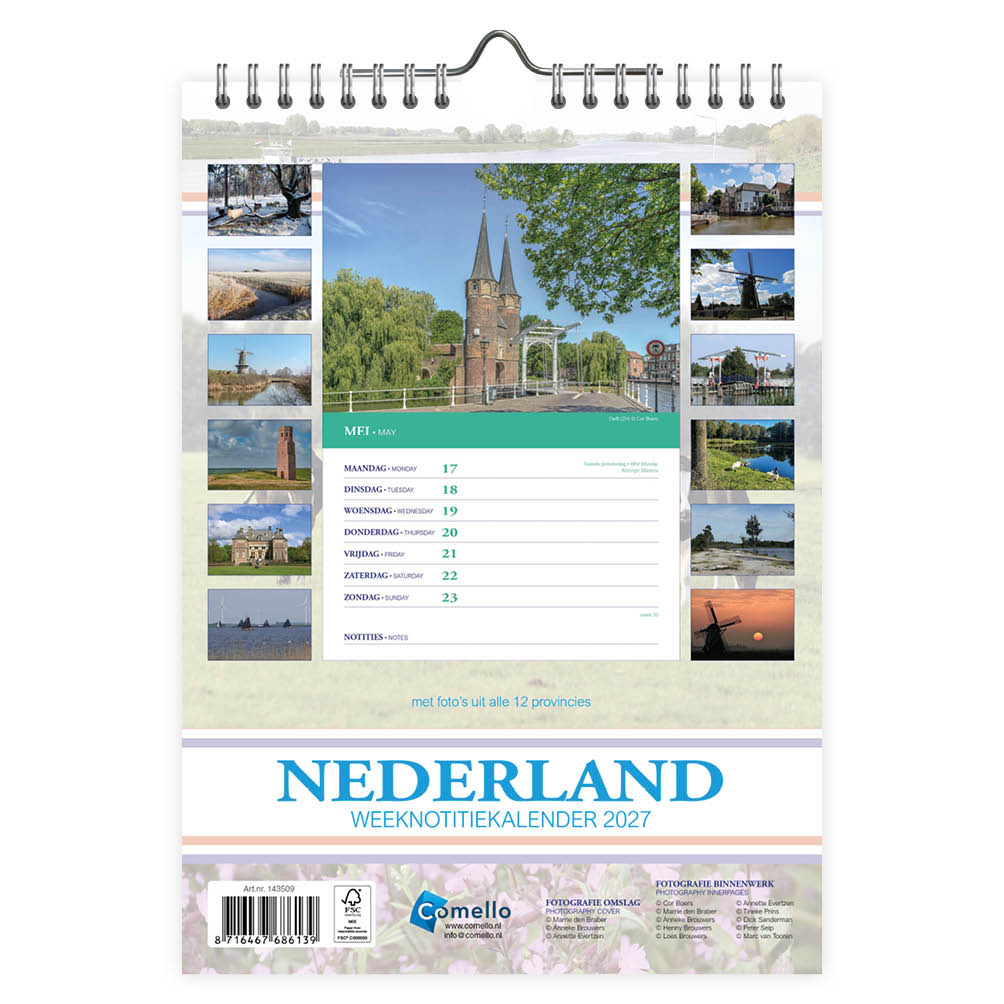 Nederland WEEKnotitiekalender Weide met Koeien 2027 - Afbeelding 3